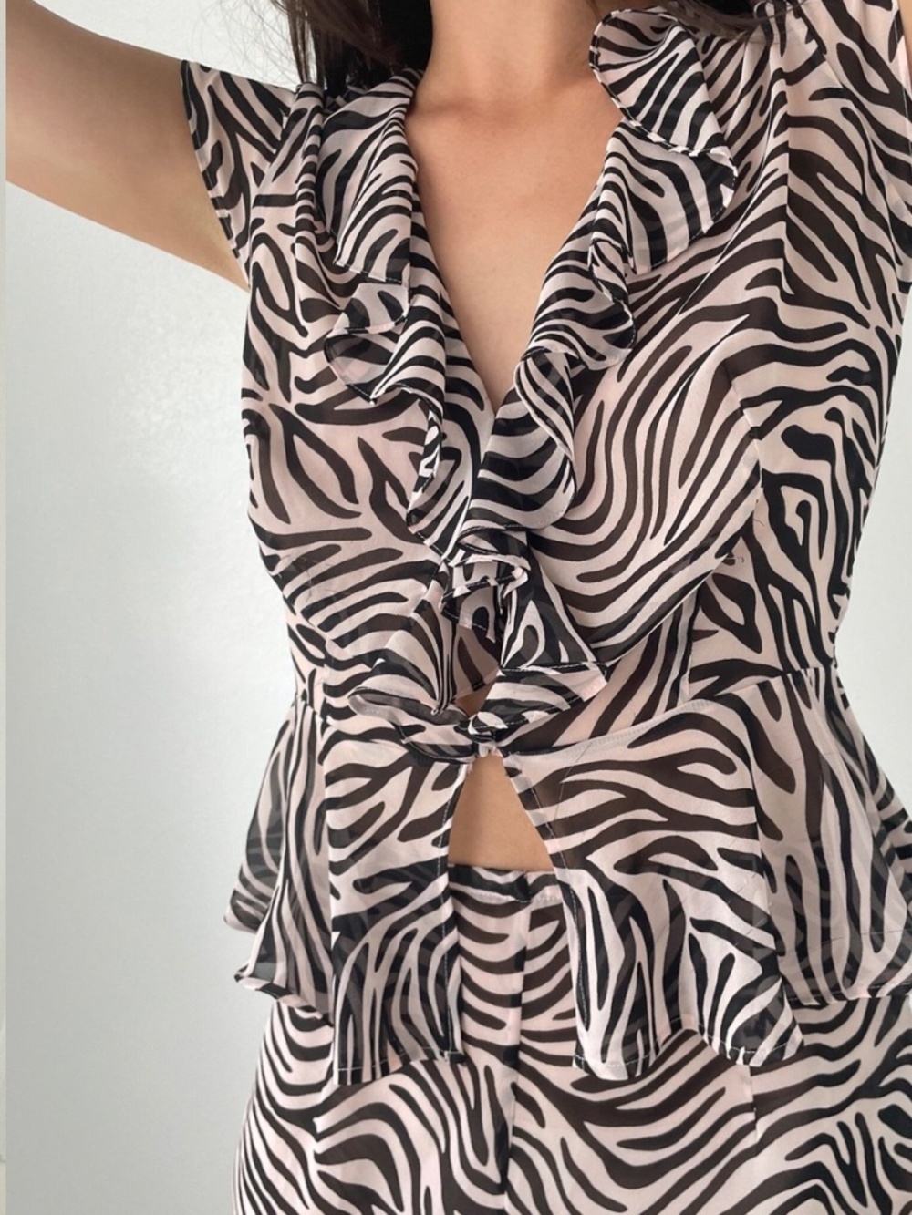 Victoria Secret Semi Sheer Zebra Matching Set Pajama Chic Lounge to Streetwear - Picture 5 of 13